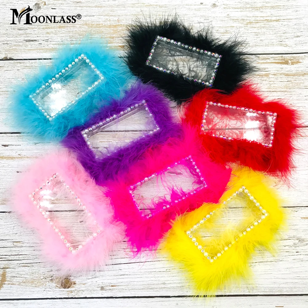 

5 Pieces Diamond Feather Lash Cases Bulk Wholesale Fake Eyelashes Case Makeup Mink Lashes Packaging Boxes Lash Package Box Logo