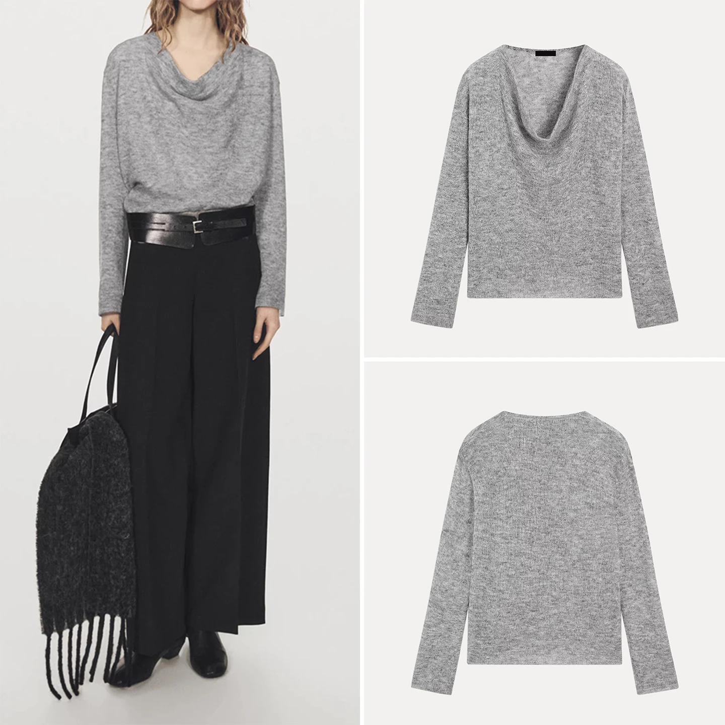 

2025 Winter New Faionable Women's Knitted Sweater Commute Ne Drape Gown Regular Fit Long Sve Crew Ne Knitwear