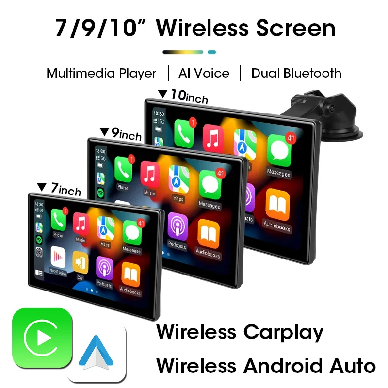 7/9/10 Inch Universal Wireless Carplay Android Auto Touch Smart Screen Multimedia Video Player Car Radio For Apple Or Android