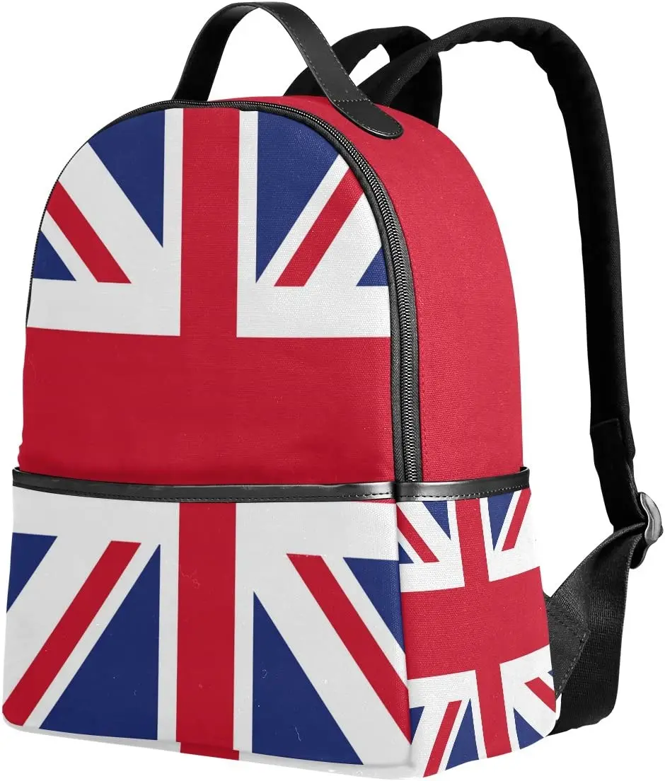 British Flag Polyester Backpack School Travel Bag