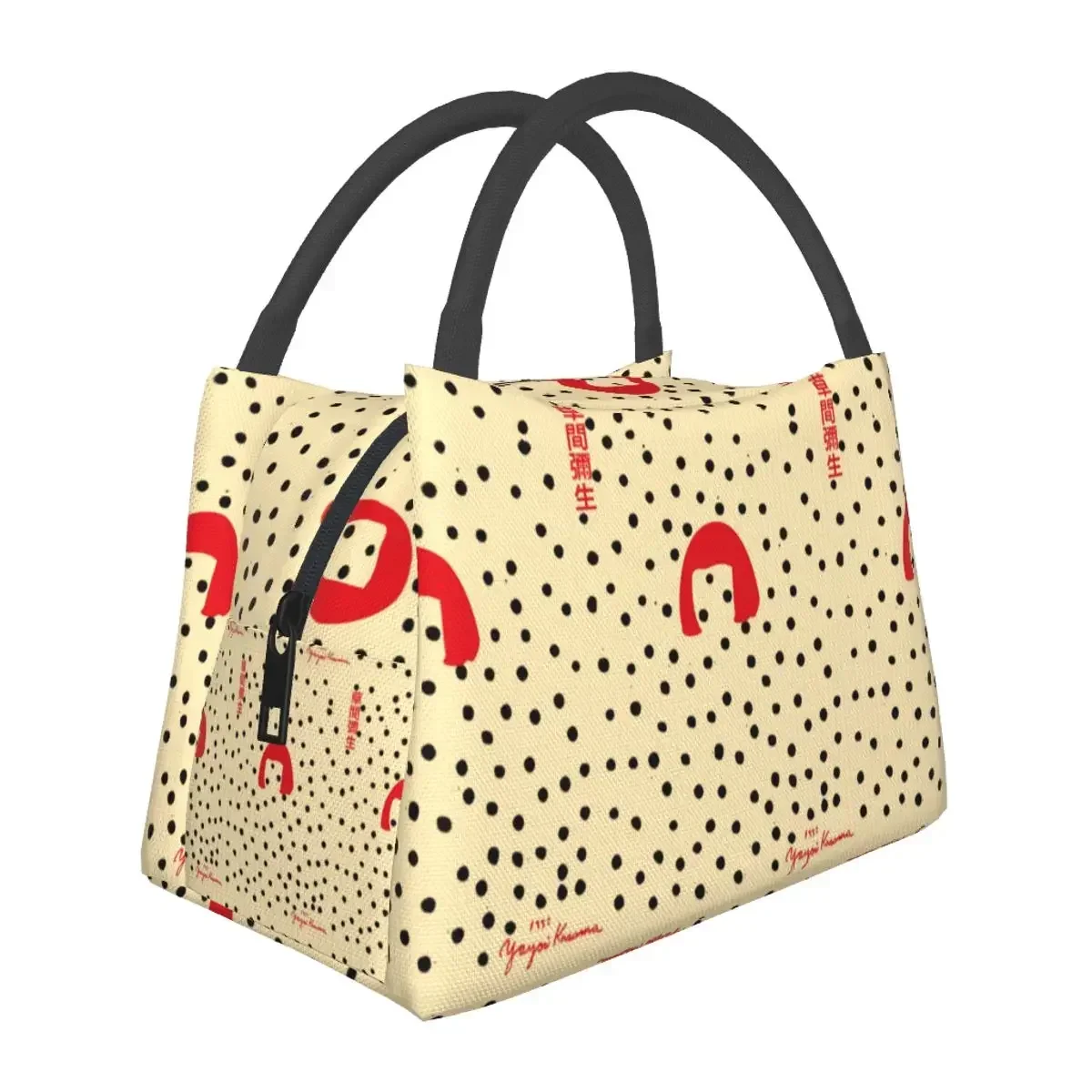 Abstract Yayoi Kusama Black Dots Merch Lunch Boxes Portable Insulated Canvas Cooler Thermal Food Picnic Travel Lunch Box