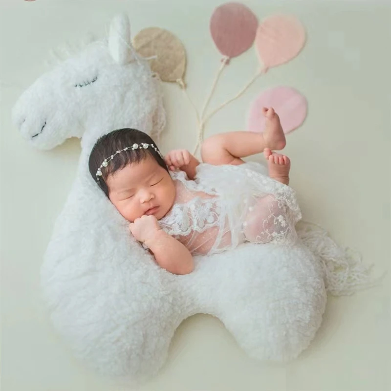 Pasgeboren Fotografie Props Accessoires Pony Pop Kussen Paard Vorm Baby Poseren Kussen Voor Baby Studio Foto Schieten Achtergronden