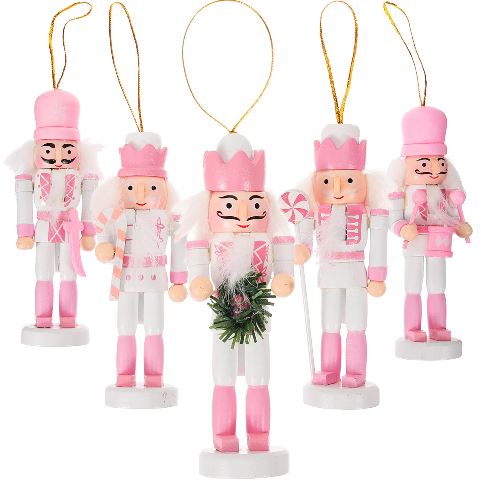 

5 Pcs Nutcracker Decorations 13CM Macaron Pink White Set Gifts Pendant Craft Holiday naments Christmas Home Supplies