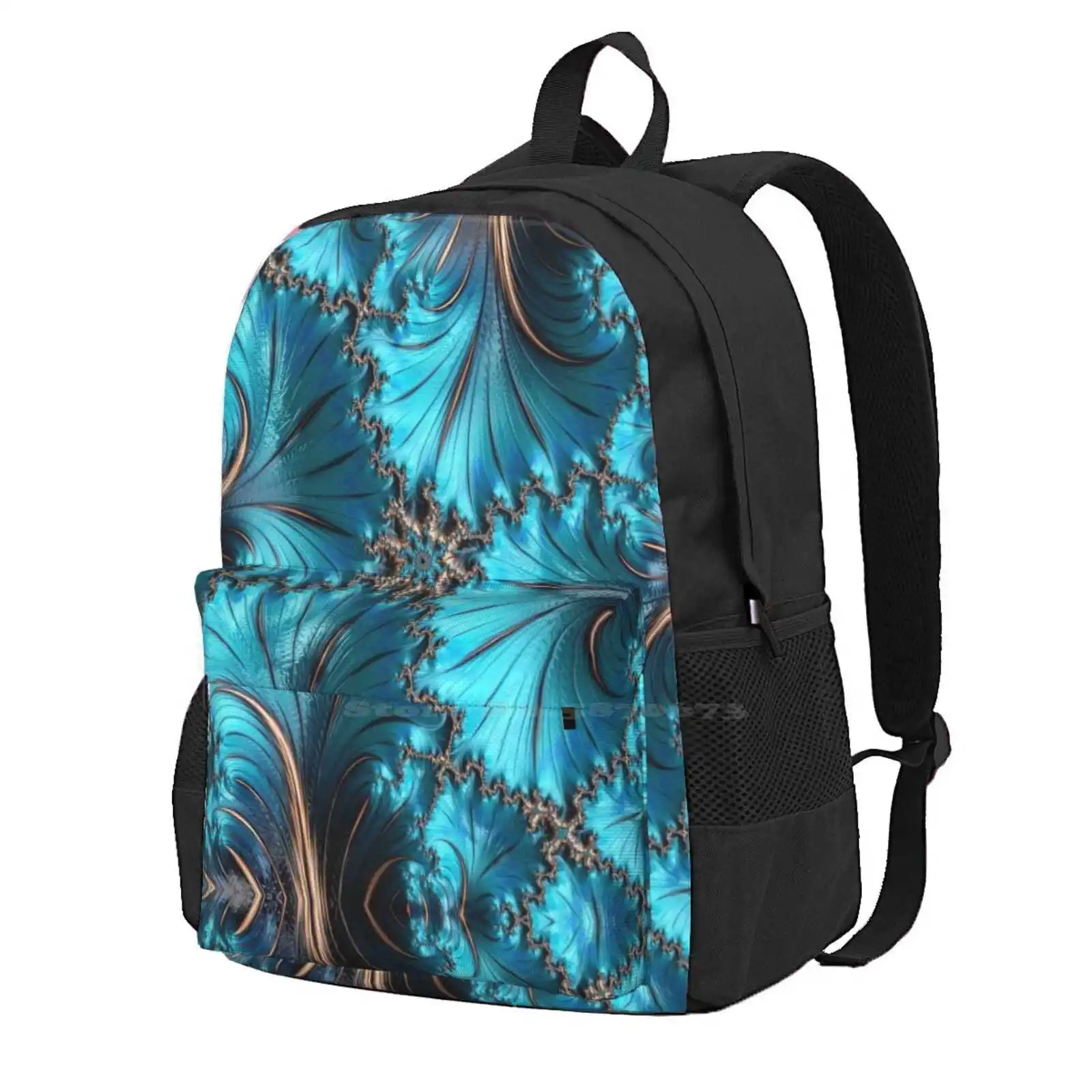 

Copper And Teal Fractal Twenty-Two 3d Print Design Backpack Student Bag Teal Turquoise Fractals Copper Fractal Art Mathart