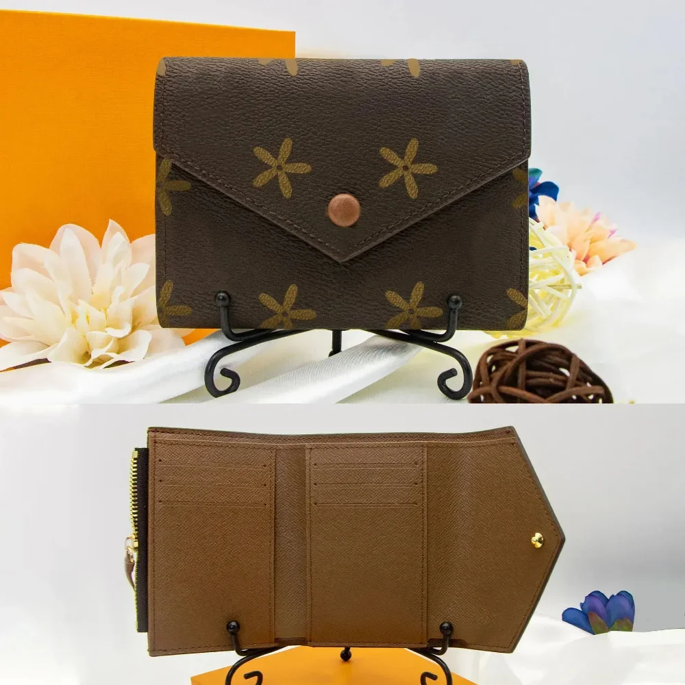 

Fashion Women's Luxury Designer Wallet Short Wallet Fashion Classic Credit Card Women's Card Clip Zipper Coin Wallet with box