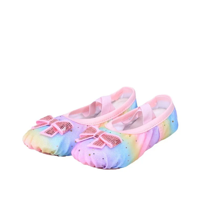 Scarpe da ballo per ragazze Calzature per spettacoli di balletto Scarpe da ginnastica per allenamento con fondo morbido Scarpe da yoga sportive per pattini da ballo per bambini