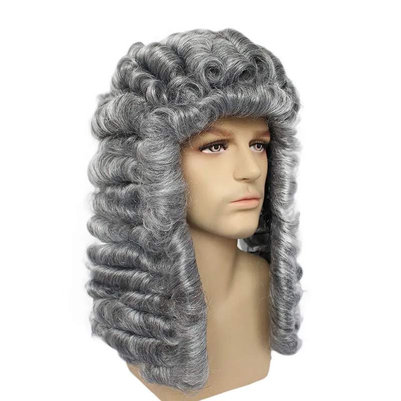 Men Women Long Curly White Big Wig Judge Colonial Funny Wig for Halloween Costume Cosplay Party