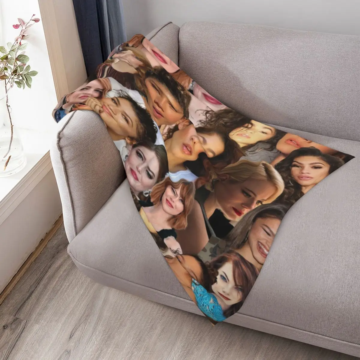 إيما ستون آند زندايا كولاج رمي بطانية لطيف منقوشة قيلولة أريكة لحاف المعزي البطانيات #3