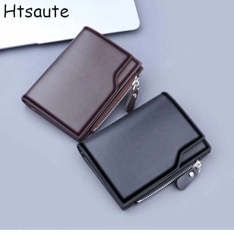 

Fashion Men's Compact Zip PU Leather Wallet Material Business Style Short Section Purse Hot Saling Wallets bolasa coin purse