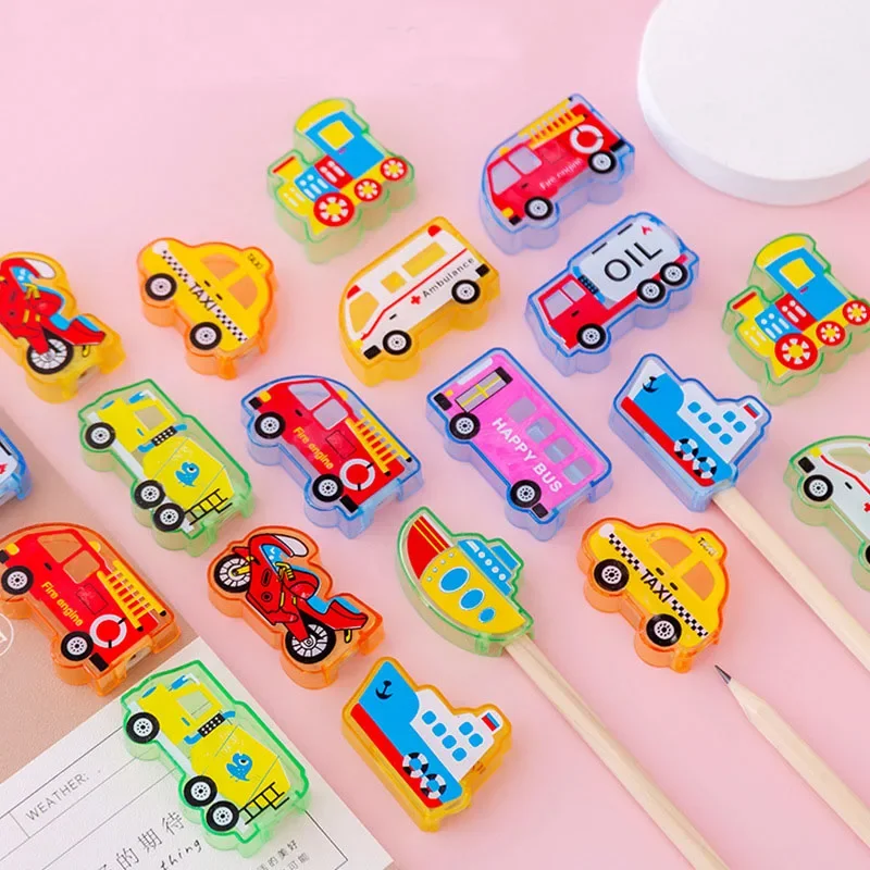 20 Stuks Cartoon Mini Auto Puntenslijper Voor Kinderen Verjaardagsfeestje Gunsten Terug Naar School Briefpapier Cadeau Babyshower Goodie Bag