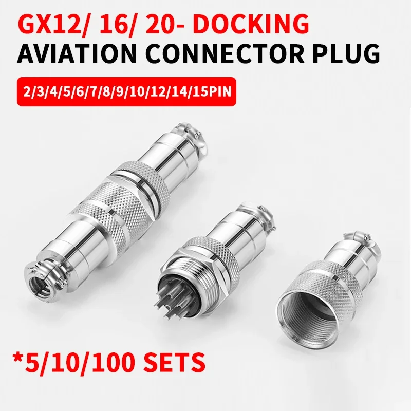 5/10/100Set GX12 16 20 Docking 2 3 4 5 6 7 8 9 10 12Pin Male&Female Circular Panel Aviation Connector Butt Joint  Plug Socket