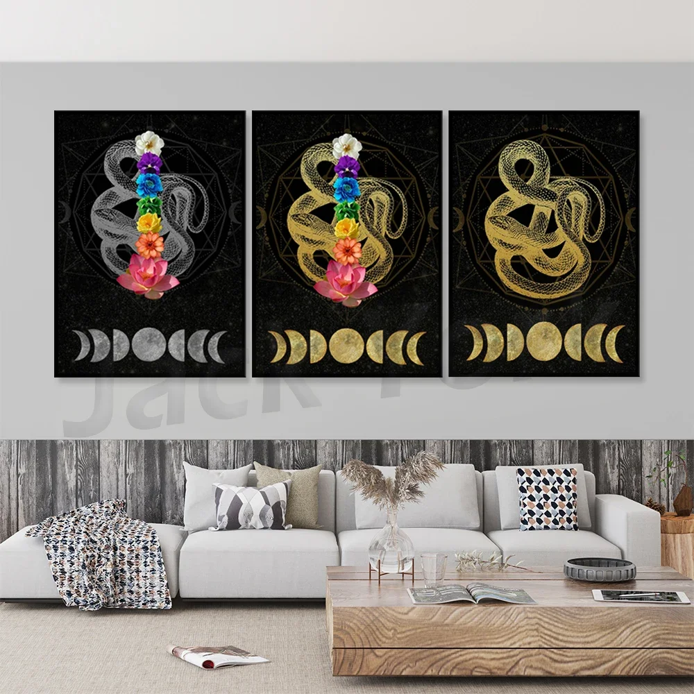 Yoga Poster, Serpent, Chakra Art, Ouroboros, Snake Wall Art, Wiccan Decor,  Wall Art, Wicca Altar