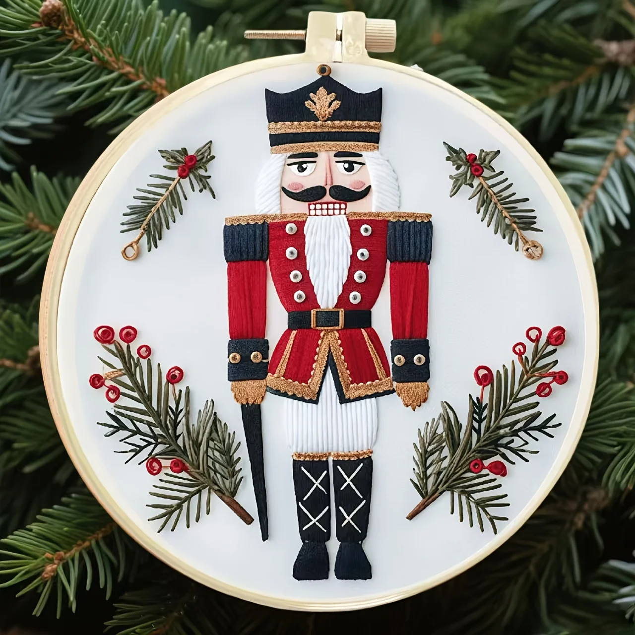 Weihnachts-Walnuss-Soldat, handgesticktes DIY-Material-Set, mit einem englischen Anleitungsanleitung, das einfach und leicht zu lernen ist. – Detail 5