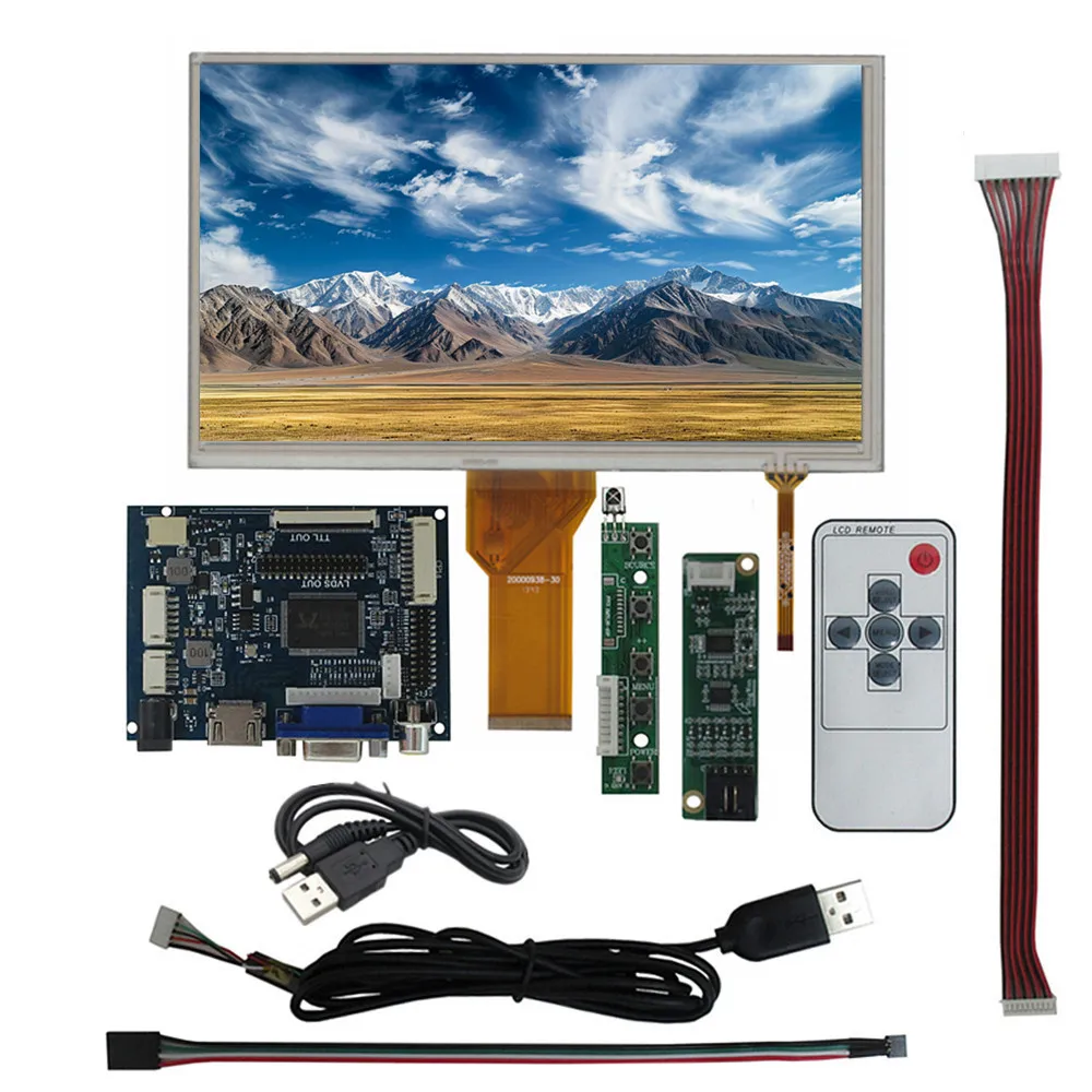 

9-дюймовый ЖК-экран, HDMI-совместимый VGA AV, плата управления драйвером, сенсорный монитор, мини-компьютер для ПК Raspberry Pi