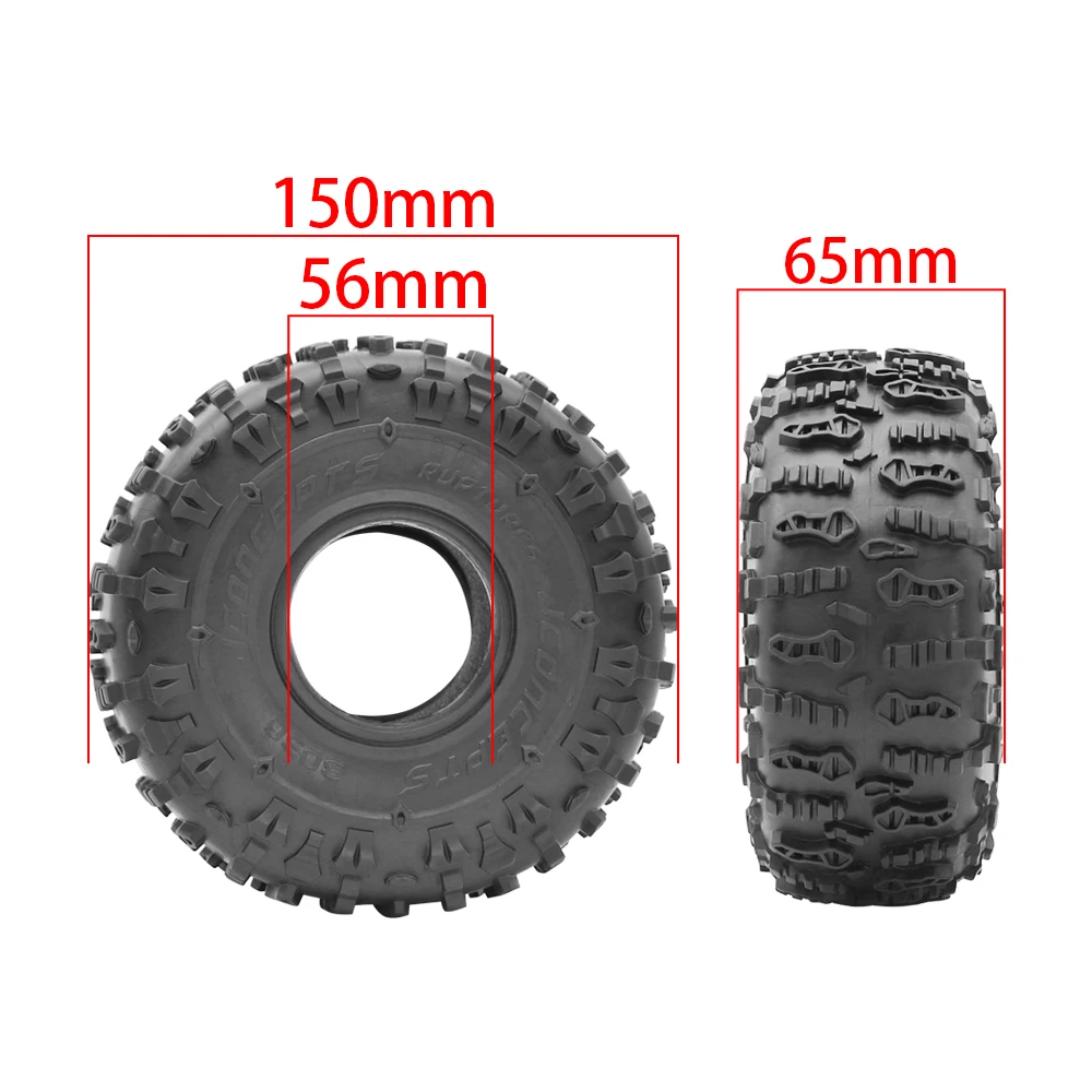 Pneus de borracha para carro RC, rastreador, Jeep Wrangler, Wraith RR10, RBX10, Capra SCX10, 2.2 rodas, 150x65mm, 2.2 rodas