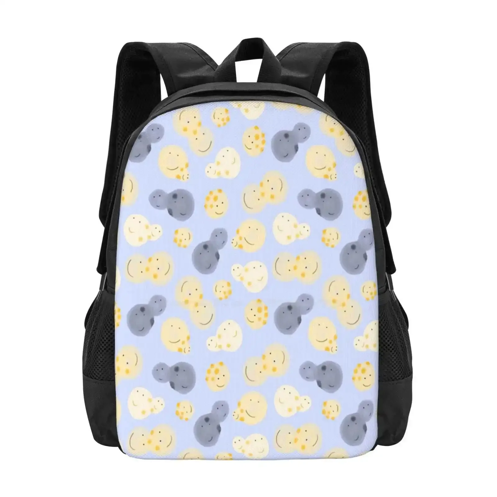 

Cute Watercolor Baker'S Yeast In Grey And Orange On Blue Hot Sale Schoolbag Backpack Fashion Bags Cute Watercolor Bakers Yeast