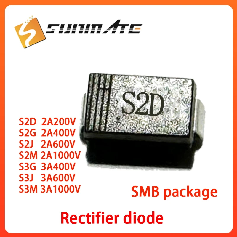 50PCS  S2G S2D S2M S2J S3G S3J S3M SMB Rectifier diode