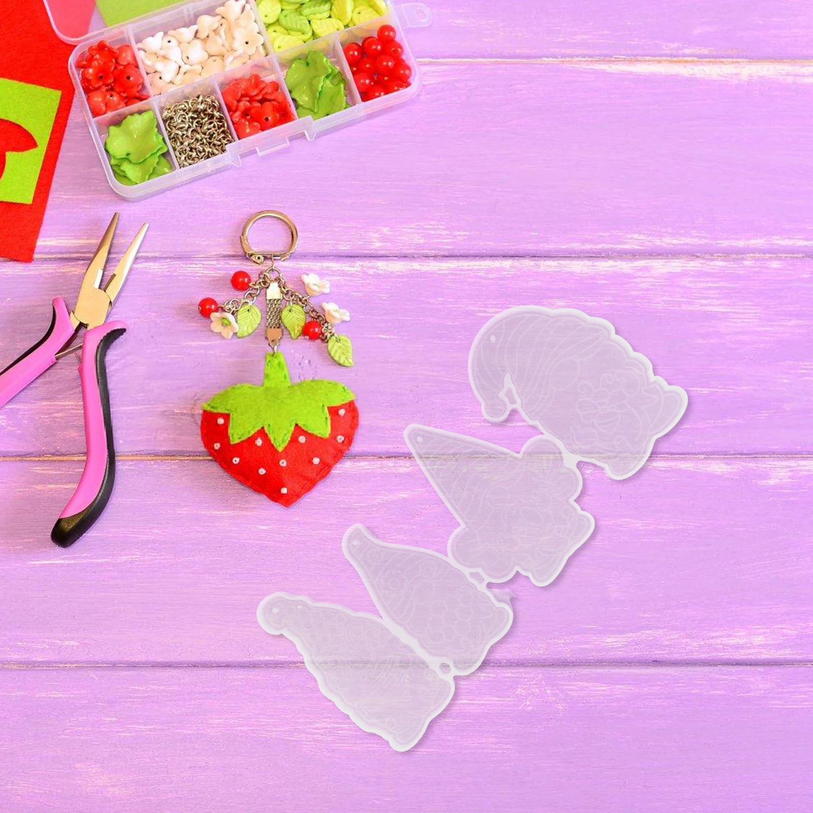 

2pcs Silicone Keychain Mold Epoxy Resin Pendant DIY Crafts Molds for Keychains Jewelry Kids Hanging Decor Easy Demoulding