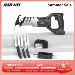 NANWEI Cordless Brushless Lithium Battery Reciprocating Saw Handheld Chainsaw Metal Woodworking Multifunctional Sabre Saw