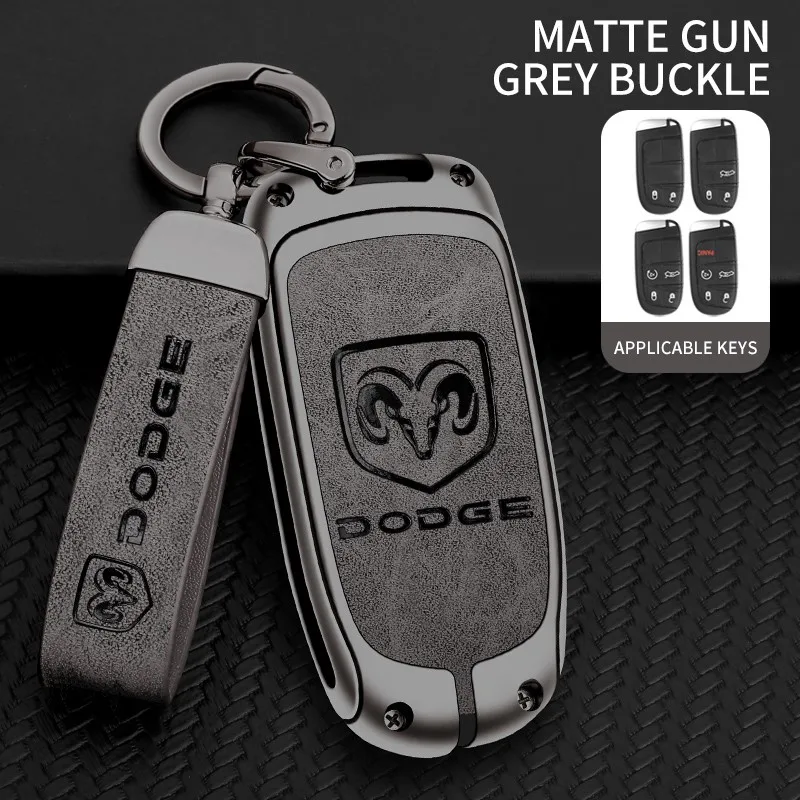 Para Dodge Ram 1500 Journey Charger Dart Challenger Durango aleación de Zinc cuero funda para llave de coche cubierta Shell Auto llavero Accesorios