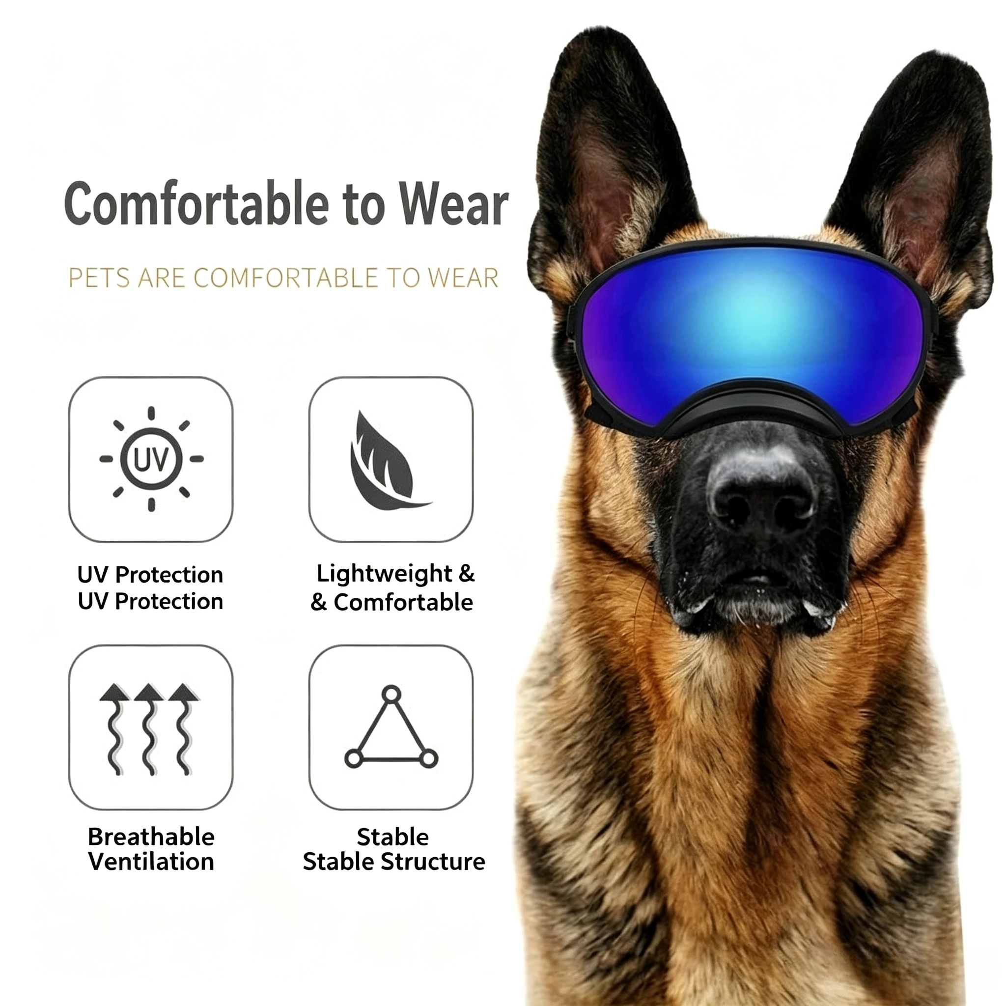 Medium Large Dog Goggles Tactical UV Sunglasses Waterproof Snow Proof Windproof Outdoor