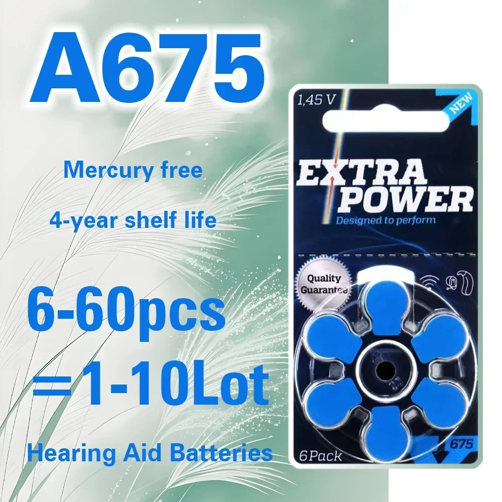 6/60 Uds Rayovac 675A 675 PR44 batería de audífono sin mercurio, adecuada para accesorios de amplificador de sonido