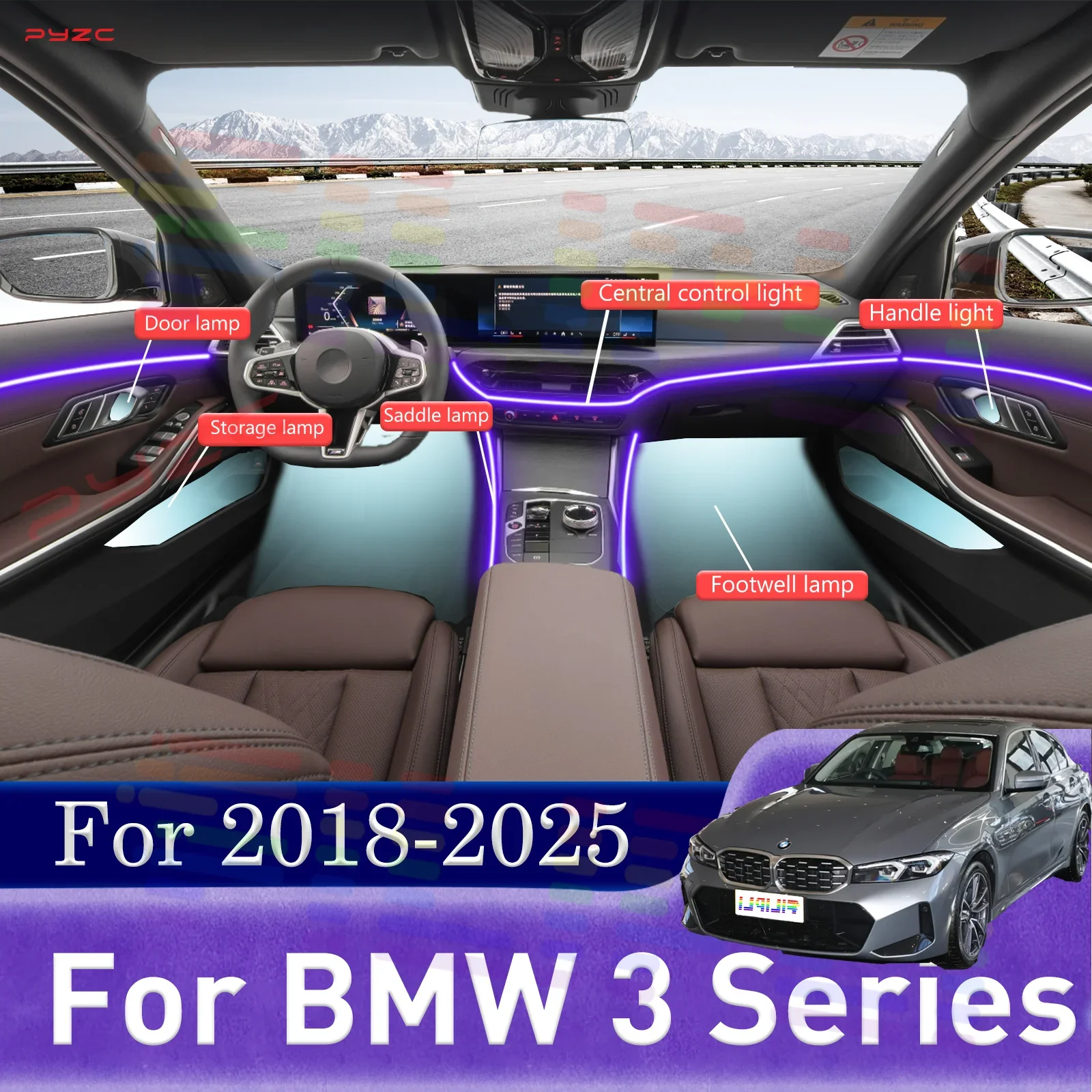 

Для BMW 3 серии APP Control салон автомобиля светодиодная лента 64 цвета RGB симфония акриловая направляющая атмосферная лампа