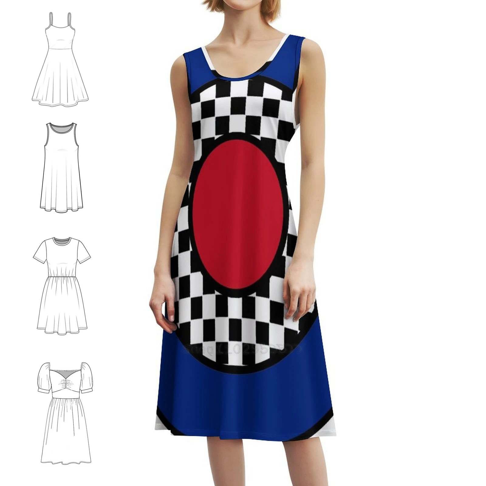 فستان قصير على طراز Preppy متقلب من Mod Target للنساء على شكل حرف a فضفاض مناسب فستان يوم غير رسمي سكوتر عازف سكوتر Lambretta Sc Uk #1