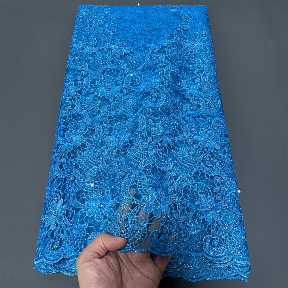 

2025 новейшее высококачественное африканское нигерийское платье с тюлем, гипюром, кружевной ткани, вышивкой, блестками, 5 ярдов, ZJ107 ZJ056