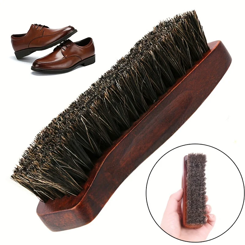 1PC premium horsehair shoe brush is suitable for polishing and cleaning leather products effectively removing dirt and debris