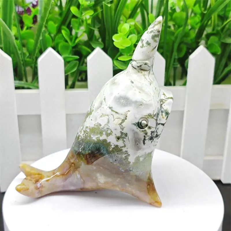 

Натуральный Мох Агат Навеля Кит Резьба Рейки Исцеление Фэншуй Камень Подарок Украшение Домашнего Офиса Подарок 1 ШТ.