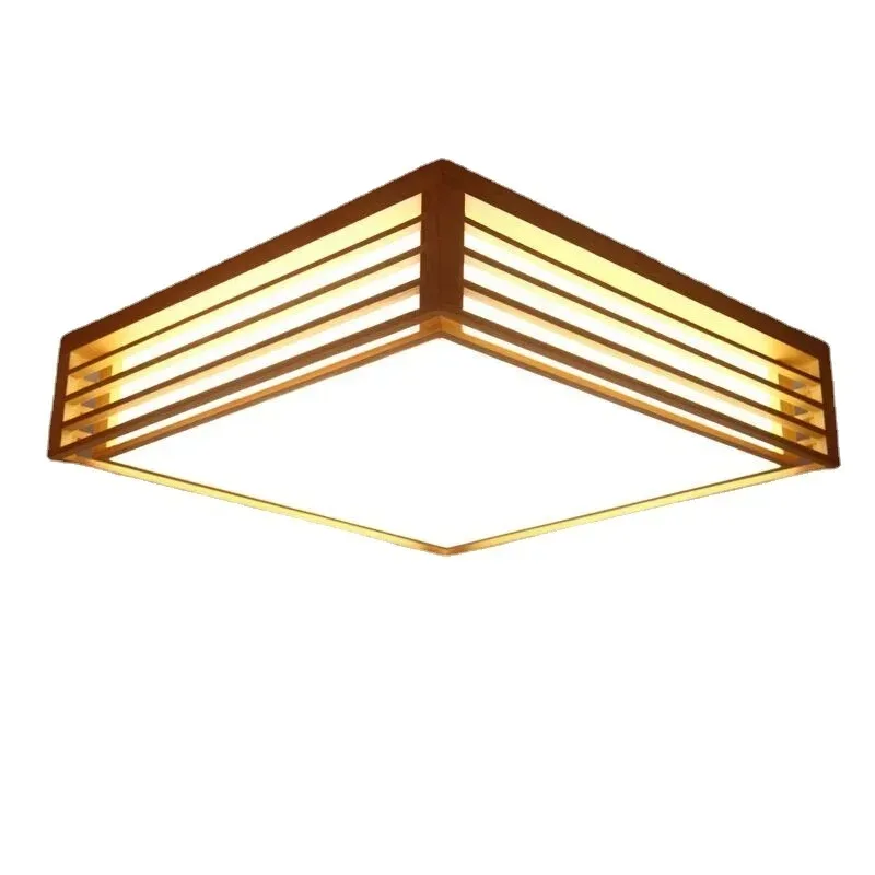 Japanese style bedroom living room ceiling light wood led new Chinese modern minimalist square Art ceiling lamp