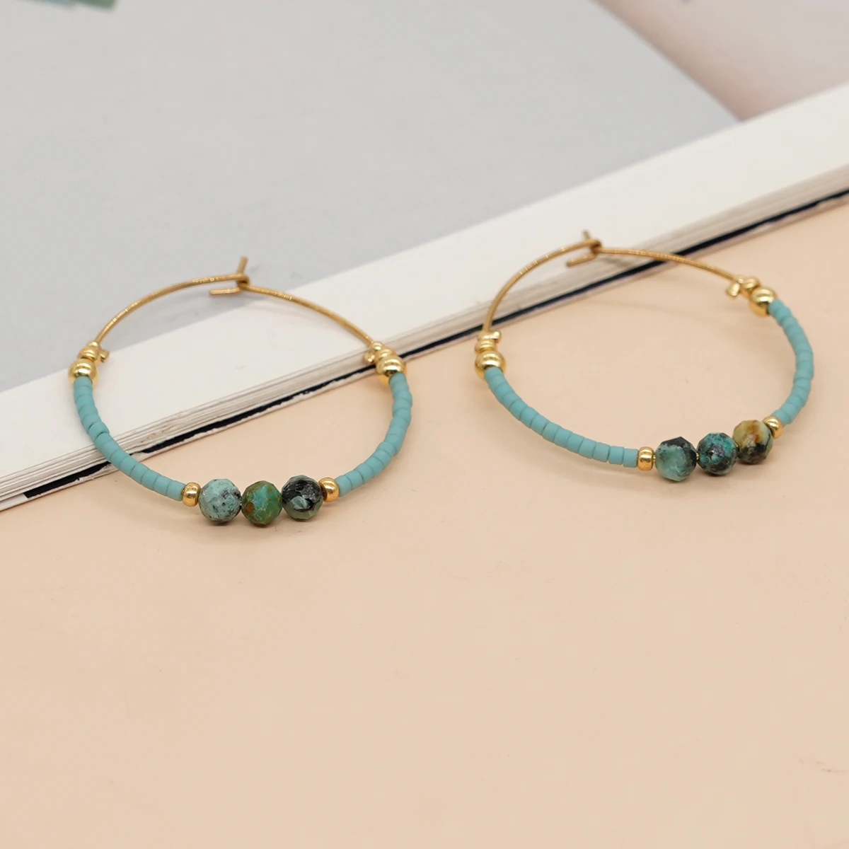 Go2boho Miyuki Beaded Hoop Earrings For Women Natural Stone Beads Earings y2k Accessories Boho Jewelry Gift Colorful Fashion Dai