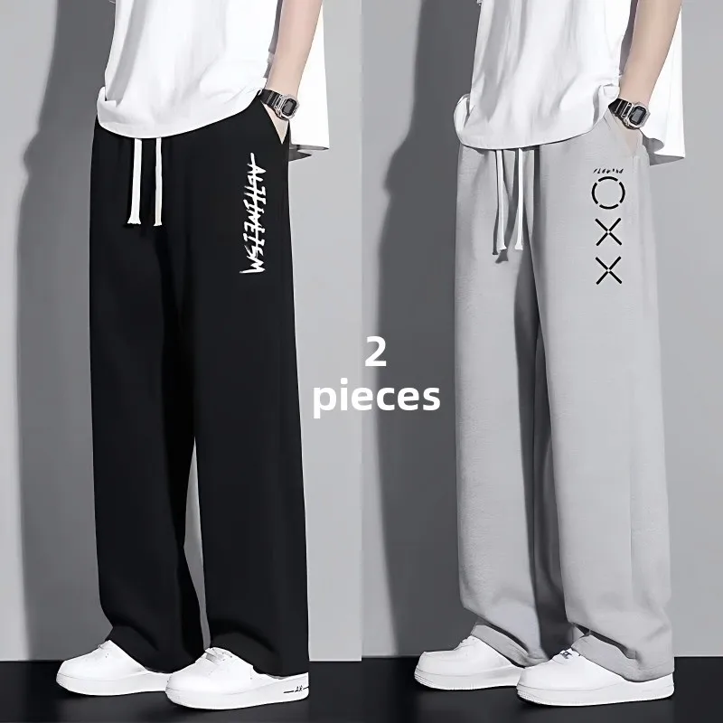 

Mens Wear Resistant Casual Pants Spring Summer Lightweight Elastic Waist Sports Long Trousers Straight Leg Workwear