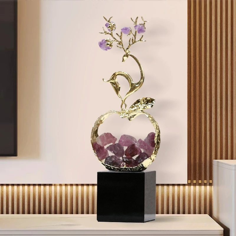 Modern minimalist light luxury crystal apple ornament, living room wine cabinet, bookcase, TV cabinet decoration