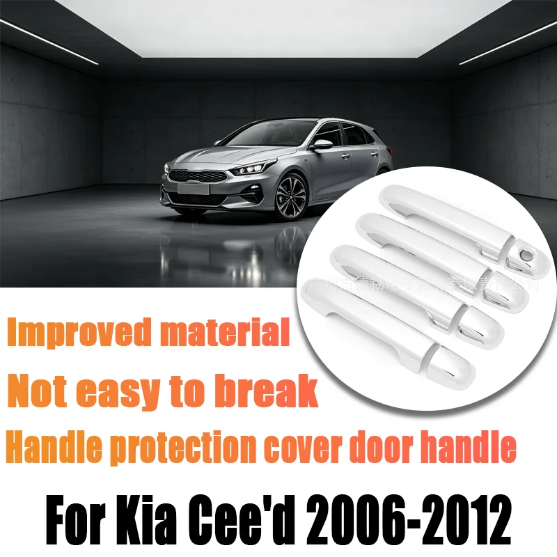 

For Kia Cee'd 2006-2012 Chrome Silver Door Handle Cover, Exterior Handle Trim Sticker, Car Decorative Accessory