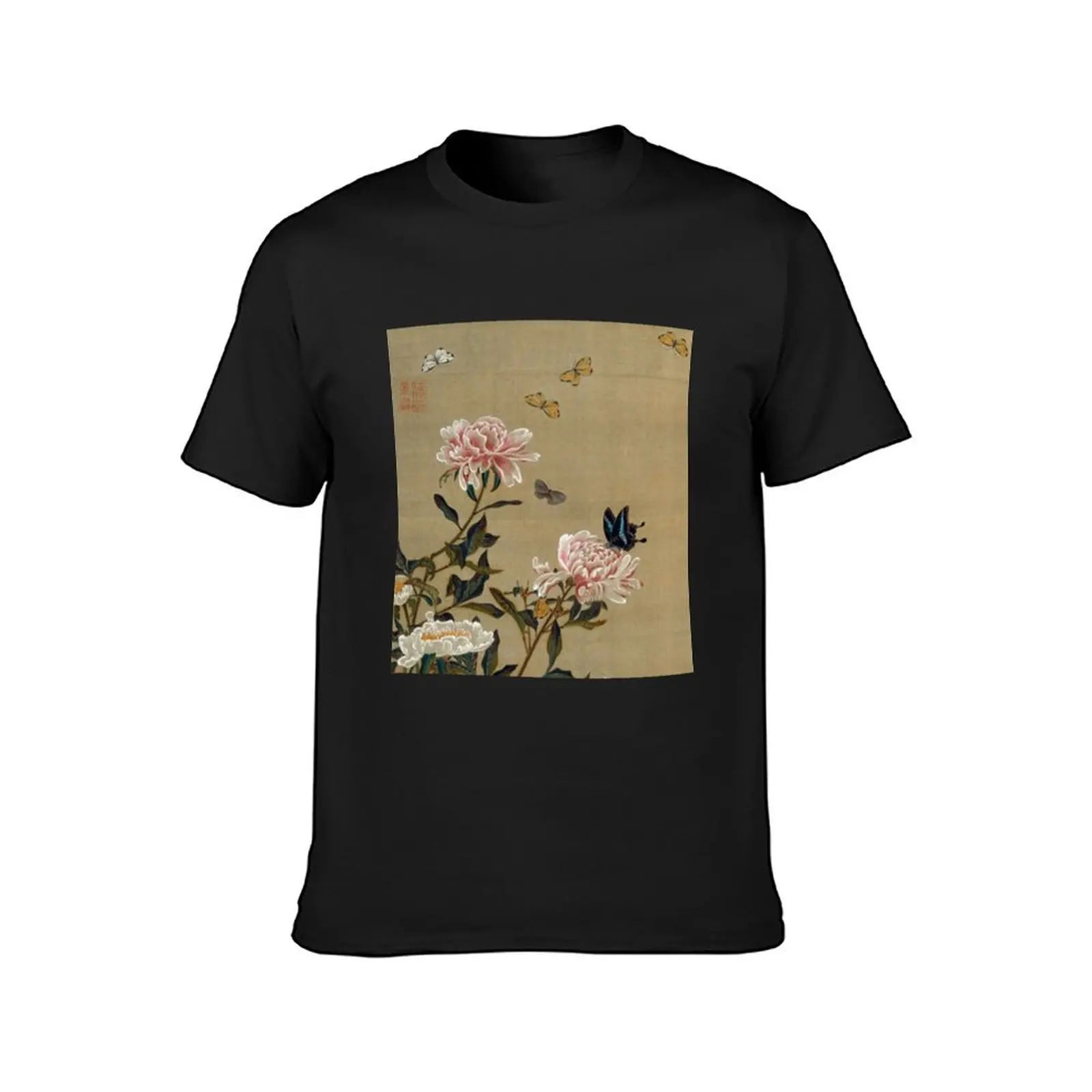 Favourite Artists - Peonies & Butterflies - Jakuchu? Ito T-Shirt plus sizes hippie clothes funny t shirts for men