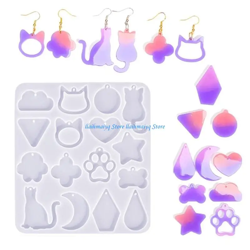 573B قالب من السيليكون الناعم شخصية على شكل حيوان أقراط قوالب هندسية حلقات الأذن قالب الايبوكسي لعشاق الحرف اليدوية ذاتية الصنع #5