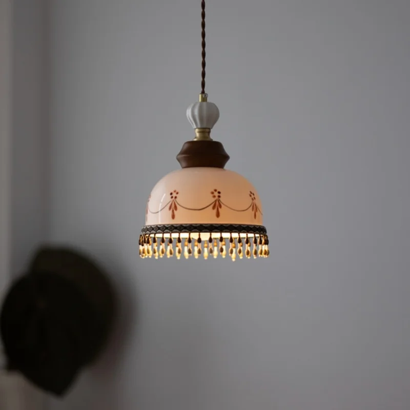 IWHD скандинавский минимализм светодиодные подвесные светильники для обеденного стола прикроватный домашний декор железный навес белый керамический подвесной светильник Luminaria