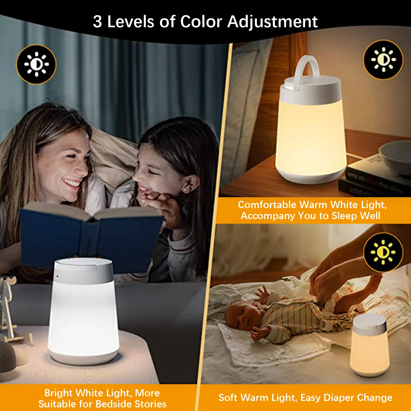 Portable LED Table Lamp With Touch Control Muti-Colour Modes, USB Rechargeable Night Light, Remote Control Beside Lamp for Bedro