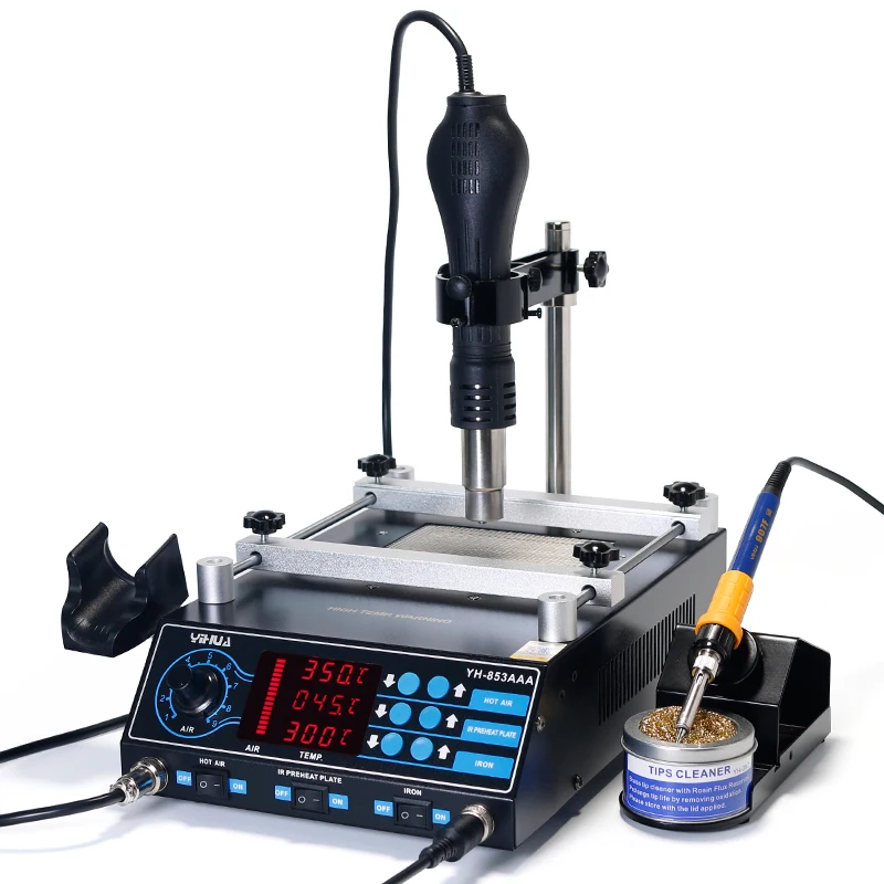 2026 Hot Sale Yihua 853AAA welding station 3 in 1 preheating hot air soldering iron BGA rework station welding view 3