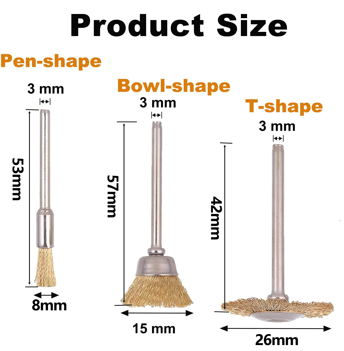 9/15Pcs Set T-shaped Steel Wire Brass Brush for Dremel Rotary Tool Paint Rust Removal Metal Polishing Cleaning Brush