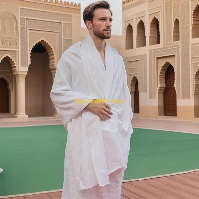 DXAE Men's Ihram Set Accent and Wrap Textile Set for Coordinated Daily Carry