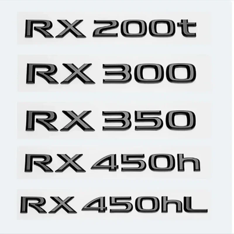 3D Chrome Glossy Black ABS RX200t RX270 RX300 RX350 RX450h RX450hL HYBRID Emblem for LEXUS Car Trunk Trunk Rear Logo Sticker