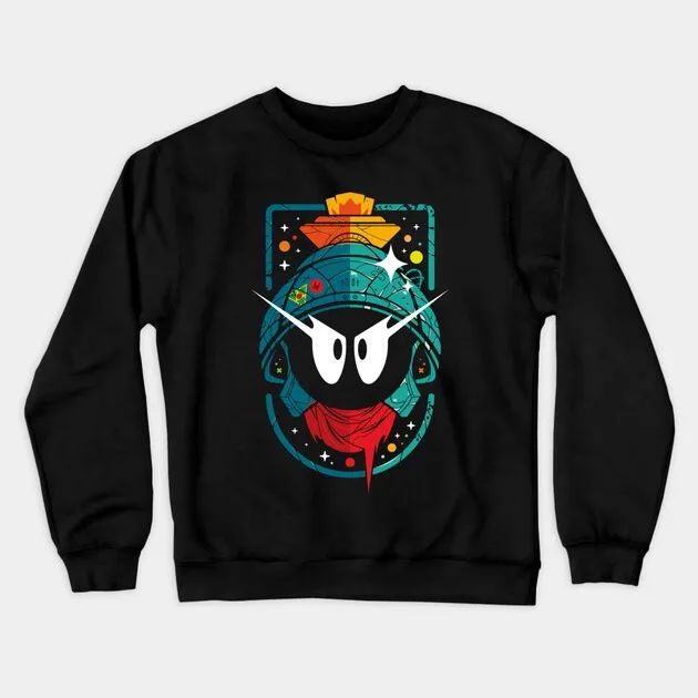 

Осенне-зимняя толстовка из чистого хлопка с круглым вырезом и принтом Marvin The Martian, уютная и стильная зимняя модная деталь