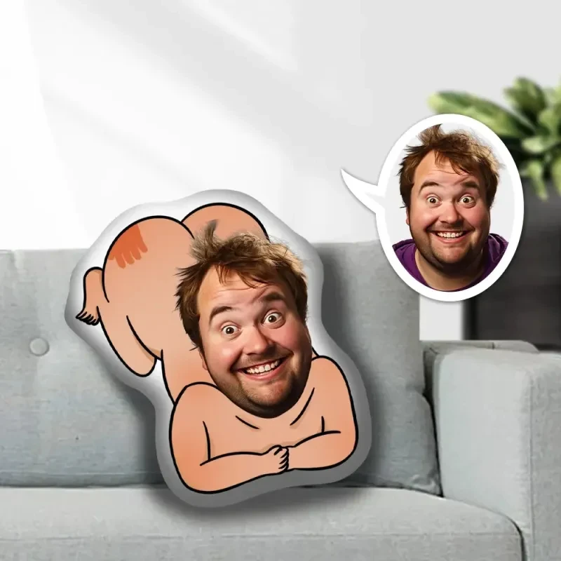 Personalisiertes Lustiges Nackter-Mann-Miniatur-Dekokissen, Individuelles Fotokissen, Geschenk für Ihn