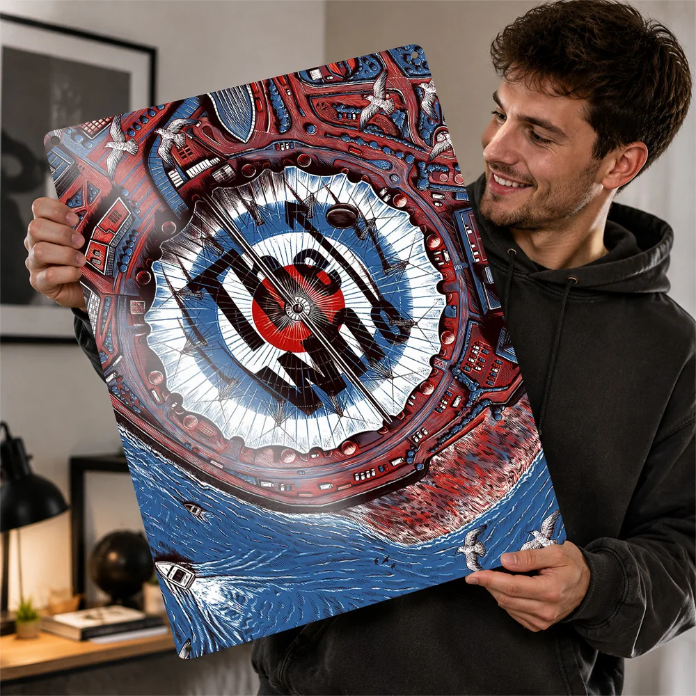 The Who Target Clock Printed Poster Vintage Graphic Wall Art For Music Studio Customized Aluminum Metal Sign Concertgoer Gift