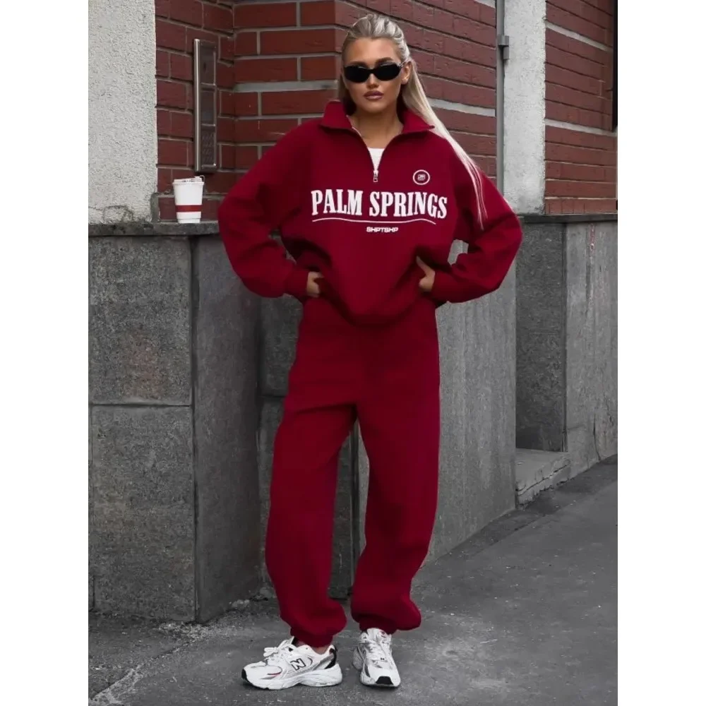 هوديس المرأة إلكتروني طباعة البلوز هوديي الأحمر الياقة المدورة نصف سستة طوق البلوز القمم K البوب الملابس Y2k