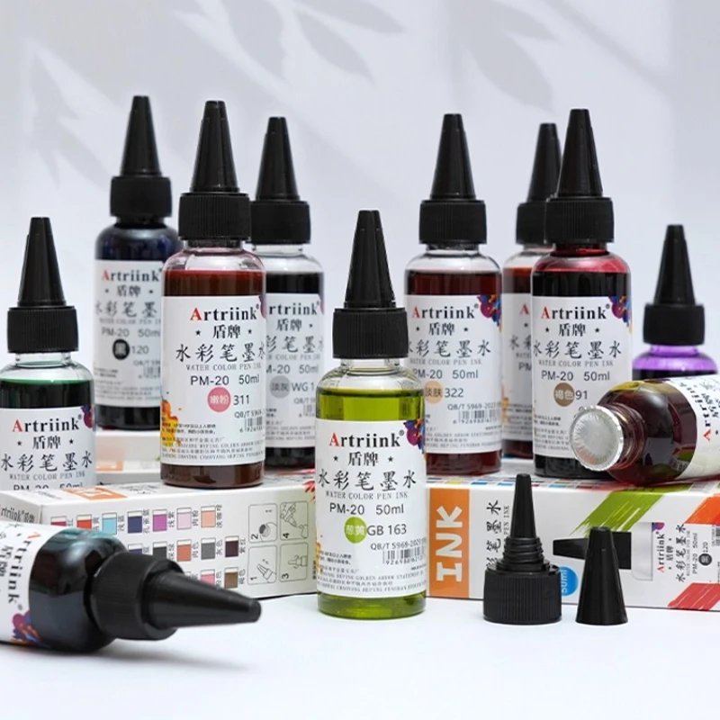 50ml Watercolor Pen Ink Replenishment Liquid Quick-drying Waterproof Easy To Add Ink Illustration Creation Handbook Calligraphy