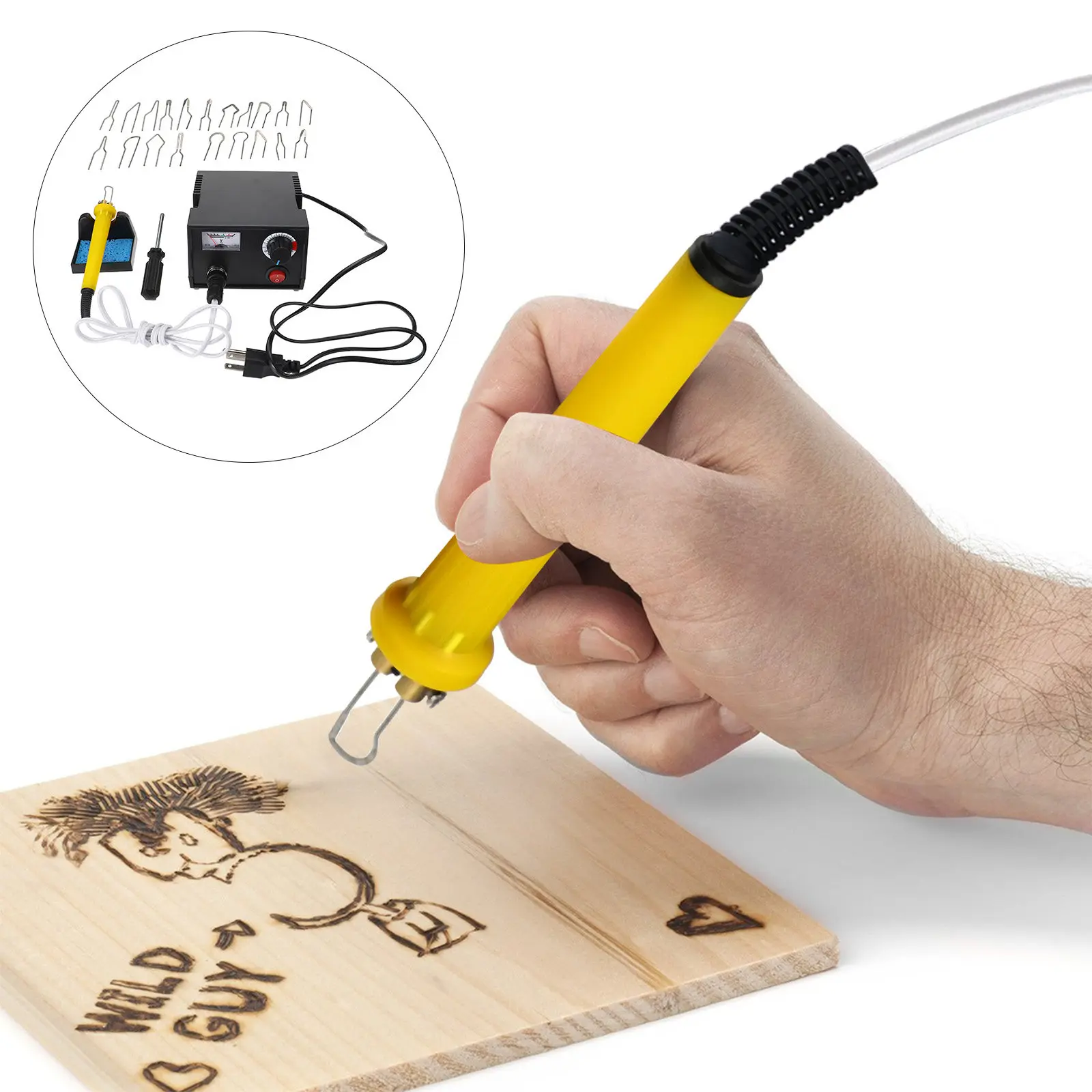 

Набор для выжигания по дереву с регулируемой температурой, 20 насадок, эргономичная легкая ручка для дерева и бамбука